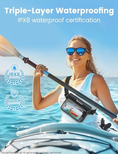 Floating Waterproof Fanny Pack for Phone, Passport & Cash - Black & Green