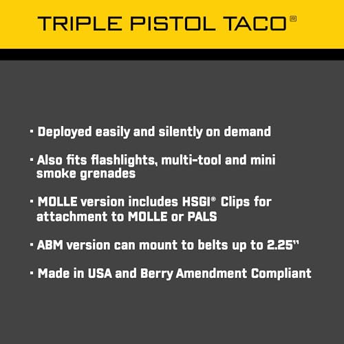 High Speed Gear Triple Pistol Taco MOLLE Mag Pouch Black - Tactical Magazine Holder