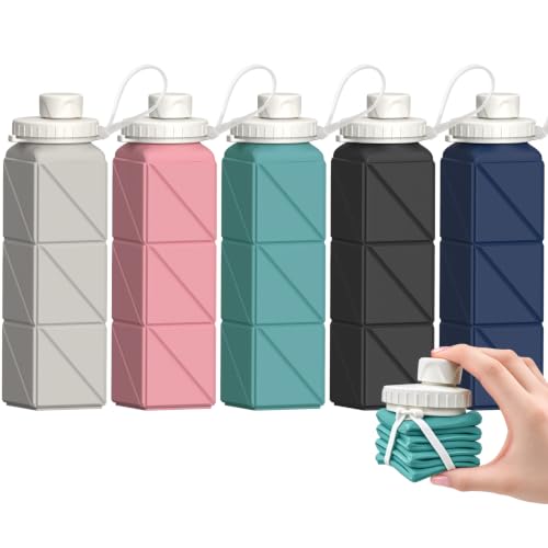 BEAUTAIL Collapsible Water Bottle 21oz with Pink, Blue, Dark Blue & Black Variants