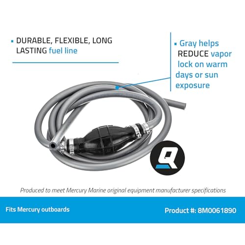 Quicksilver 9ft Fuel Line Assembly with Primer Bulb for Marine Outboards