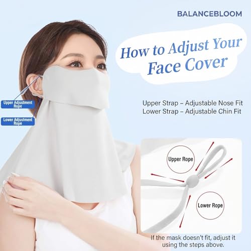 Grey UPF 50+ Cooling Face Mask with Breathable Mouth Opening, Washable UV Protection for Sports & Outdoor Activities