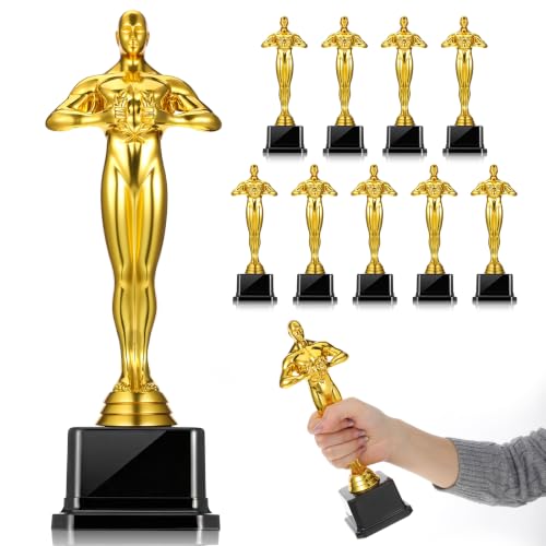 10 Inch Gold Award Trophy - Plastic Bulk Trophies for Recognition, Set of 6