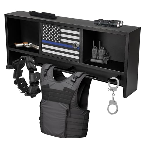 Neoaider Wall Mounted Police Gear Rack with Gun Storage - 36x4x15 Inches