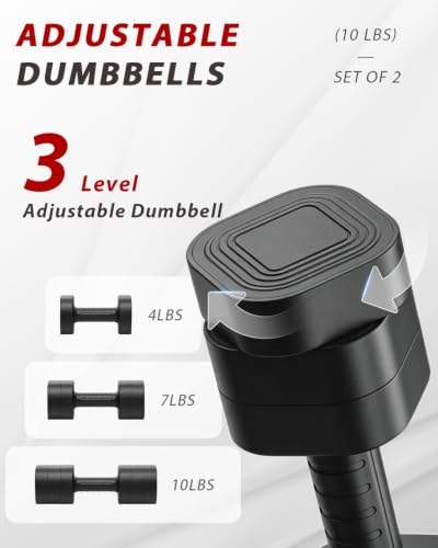 Ragebby Adjustable Dumbbell Set 20LB (10LB Pair) Black for Home Workout