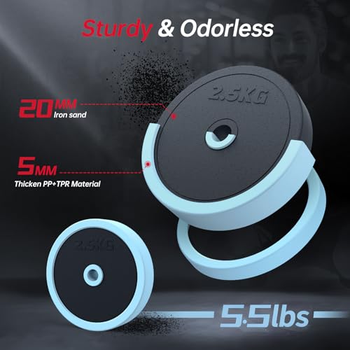 Blue PASYOU 5-in-1 Adjustable Dumbbell Set 45lbs for Home Gym, Kettlebell, Barbell & Push-Up Handles