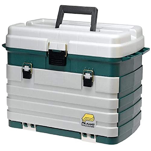 Plano 4-Drawer Tackle Box Green Metallic Silver Large Fishing Storage
