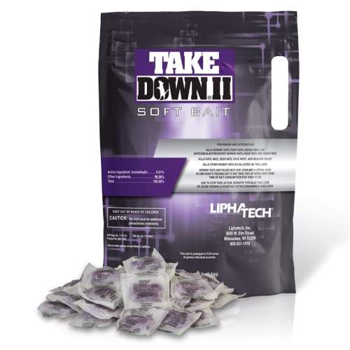 LiphaTech Takedown II Soft Bait 4 lbs - Rodenticide for Professional Pest Control, Pack of 100 Pouches