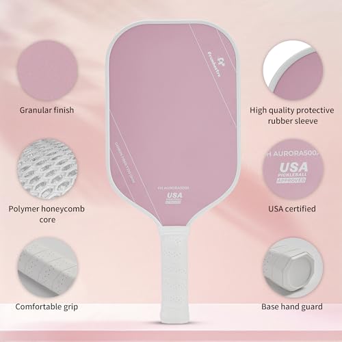 Frumhestre T700 Carbon Fiber Pickleball Paddle Pink 14mm Thick Offensive Speed & Control
