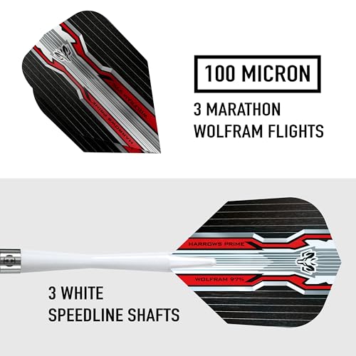 Harrows Wolfram Dart Set 23g - Professional Tungsten Steel Tips with Flights & Shafts