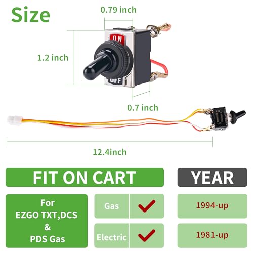 Golf Cart Run/Tow Switch with Connecting Wires for EZGO TXT DCS PDS 1994+ Replacement