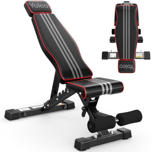YOLEO XL Adjustable Weight Bench - 827LB Capacity, Foldable & Space Saving