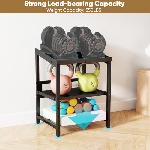 3-Tier Adjustable Dumbbell Rack Heavy Duty Storage Stand Supports 660LBS