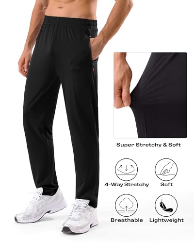 Men's Lightweight Athletic Sweatpants with Zipper Pockets - 5 Pack, 4X-Large, Black/Dark Grey/Light Grey/Navy/Army Green
