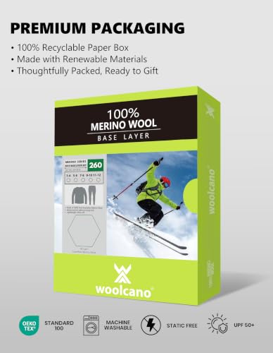 Kids Unisex Merino Wool Base Layer Set - Lightweight Thermal Underwear, Black, 11-12 Years | Woolcano