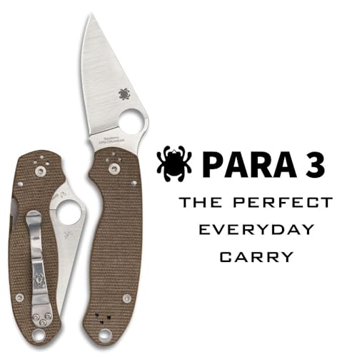 Spyderco Para 3 Folding Pocket Knife CPM CRU-WEAR Satin Blade, Micarta Handle
