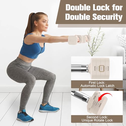 Hezeyferg 11LB Adjustable Dumbbell Set for Home Gym Beige - 22LB Pair