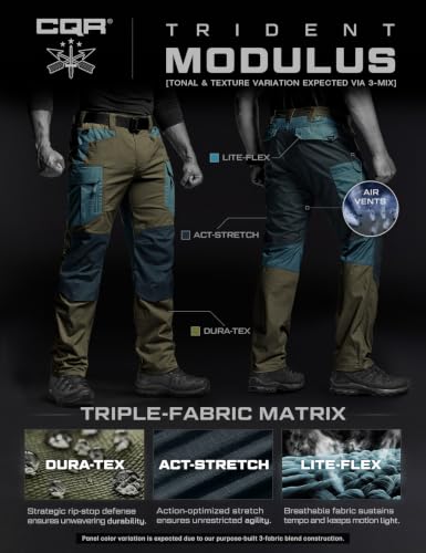 Men's Flex Stretch Tactical Cargo Pants - Water-Resistant Ripstop, Lightweight, 38W x 34L, Tempest Black