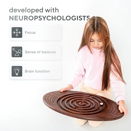 Bodo Maze Balance Board Beechwood - Wooden Wobble & Labyrinth Game for Kids & Adults