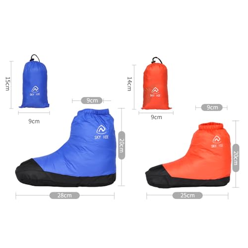 Down Booties Waterproof Warm Socks for Men Women - Blue / Medium