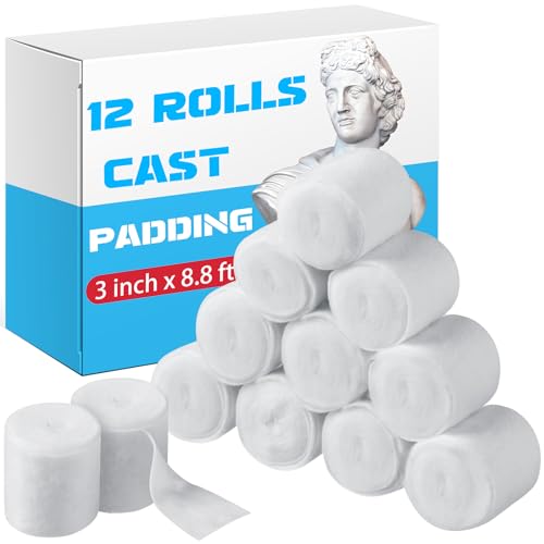 Nuanchu 3 Inch x 8.8 ft Medical Cotton Cast Padding Roll - 12 Pack