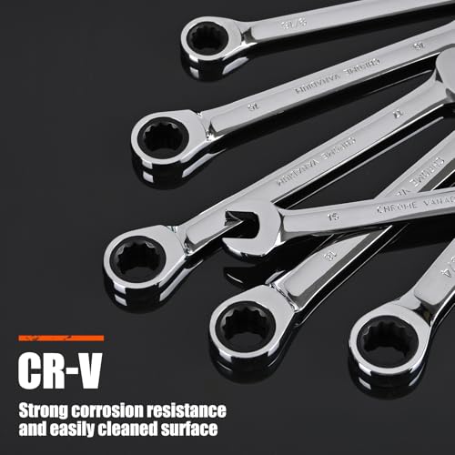 Egofine 18-Piece Metric Ratcheting Wrench Set with Storage Bag, Chrome Vanadium Steel