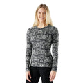 Women's Thermal Merino Base Layer Crew Medium Black Deco Floral