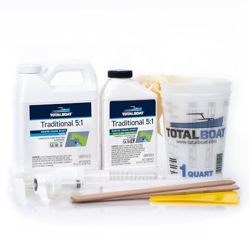 TotalBoat Marine Epoxy Resin Kit 5:1 Fast Cure 1 Quart for Fiberglass & Wood
