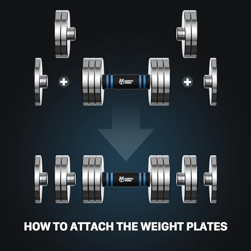 Northdeer 2.0 Upgraded Adjustable Steel Dumbbell Weight Plates 2.5 lbs x 8 Silver