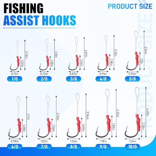 Saltwater Jigging Assist Hooks 6/0 - 30pcs Stainless Steel Fishing Hooks for Saltwater & Freshwater