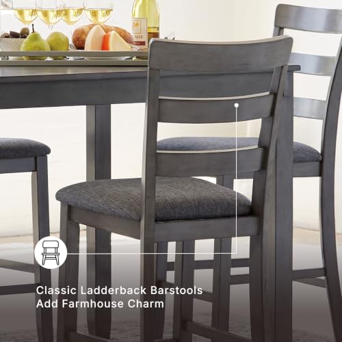 Gray 6-Piece Dining Table Set with Bench & Chairs - Modern Transitional Design