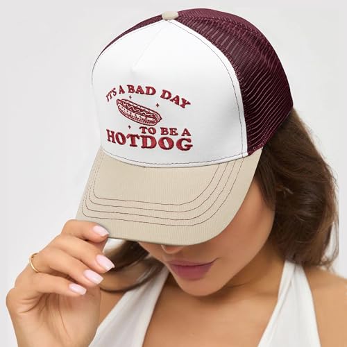 It's a Bad Day to Be a Hotdog Snapback Trucker Hat - Embroidered Mesh Baseball Cap for Men Women