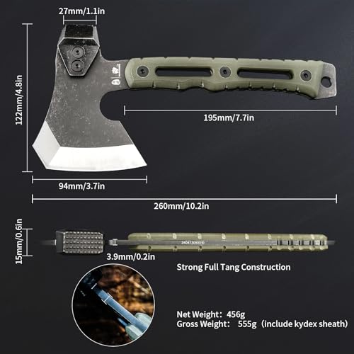 HX OUTDOORS Army Green Multifunctional Camping & Splitting Axe 10-inch