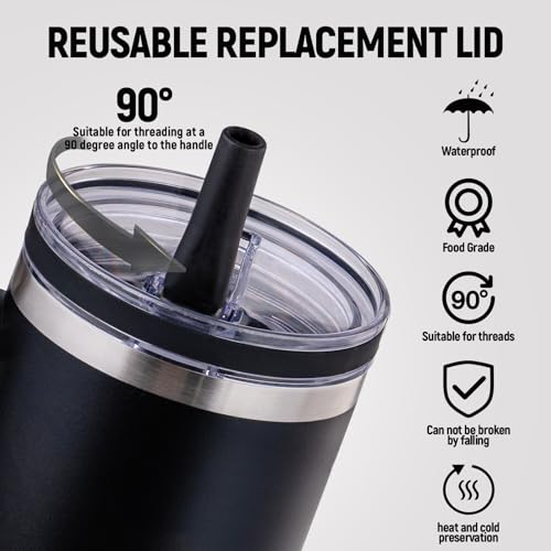 1-Pack Leakproof Black Replacement Lid for Stanley 40oz/64oz Tumblers - Fits Quencher & ProTour