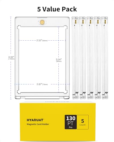 130PT Magnetic Card Holders for Trading Cards - Clear White 5 Pack - 2.52x3.54in