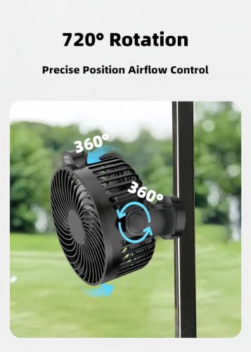 Rechargeable Golf Cart Fan with Digital Display & Magnetic Mount, 12000mAh Battery