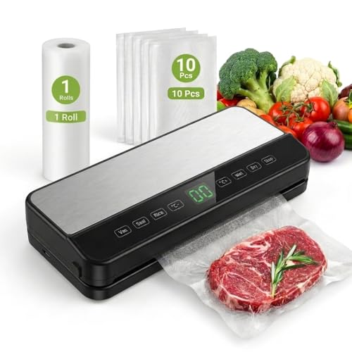 Powerful Vacuum Sealer Machine with UV Sterilization, Adjustable Temps & External Hose