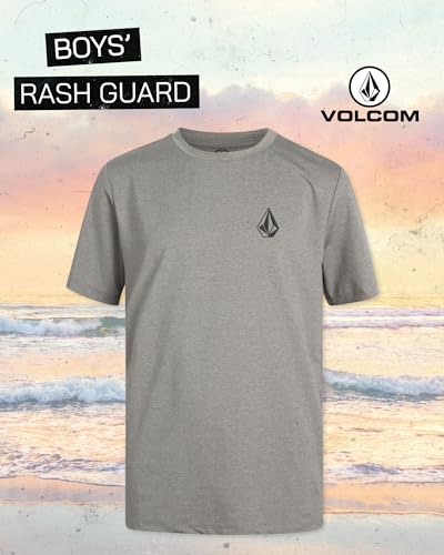 Volcom Boys Short Sleeve Rash Guard Surf Shirt UPF 50+ Quick Dry Heather Grey / 10-12