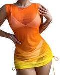Women’s Sheer Mesh Swimsuit Cover Up Dress with Side Ties - Beach & Pool Wear