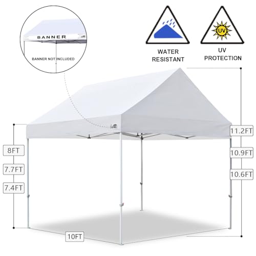 Eurmax 10x10 White Pop Up Canopy Tent with Rolling Storage Bag & Sandbags