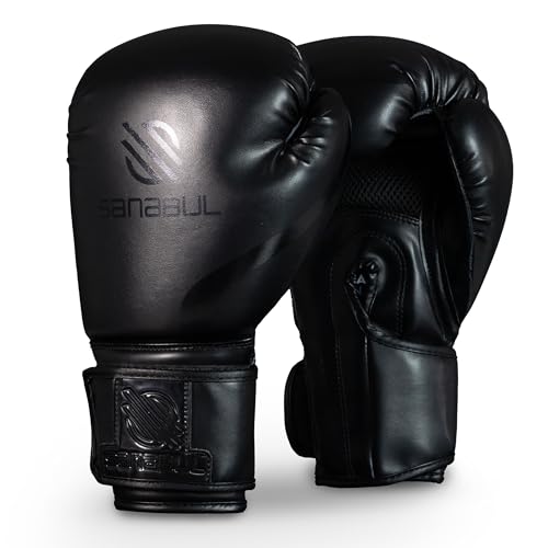 Sanabul Essential Gel Boxing Gloves - All Black, 10 oz, MMA Kickboxing