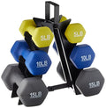 Dumbbell Set with Rack - 6 Pairs of Neoprene Hand Weights 5, 10, 15 lbs