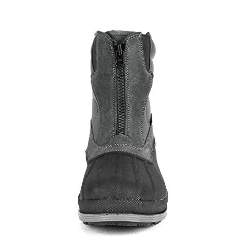 NORTIV 8 Men's Zip Winter Snow Boots Grey/Black 10.5 - Slip-On Cold Weather Footwear