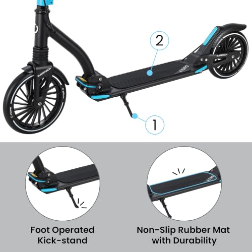 AERO MOBILITY Big Wheel Kick Scooter for Kids Teens Adults Black A230L Disc Brake