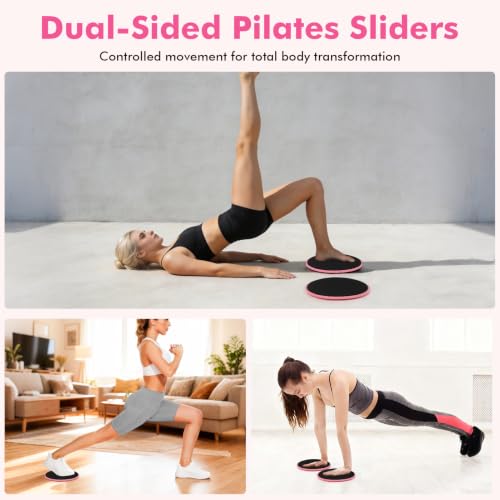 Pink Pilates Equipment Kit for Women, 19 Pieces Home Workout Set