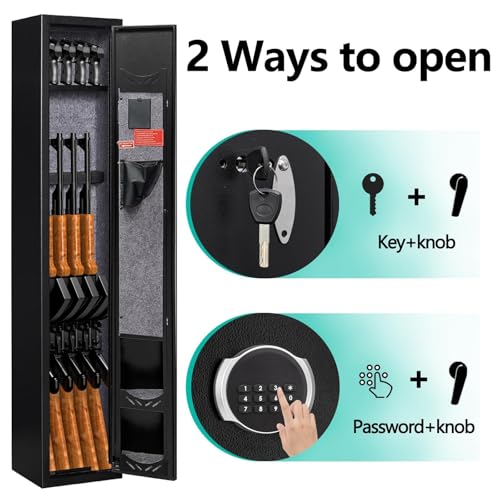 KAER Black 3-Gun Safe for Rifles & Pistols, Fully Assembled Home Security