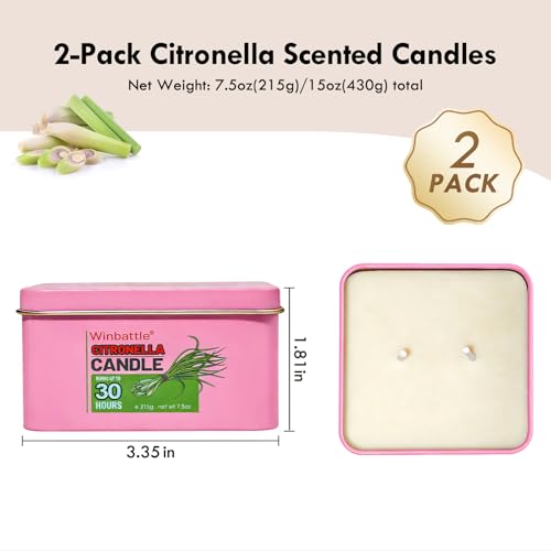 Outdoor Indoor Citronella Candles Set - 2 Pack Soy Wax Emergency Candles