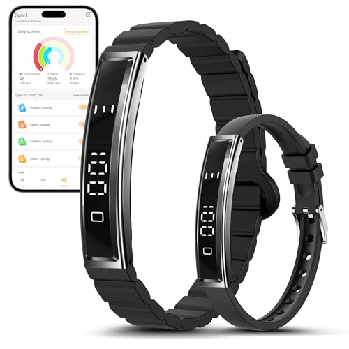 RIFESI Smart Fitness Bracelet for Women & Men, Sleep & Heart Rate Tracker, Black & Silver