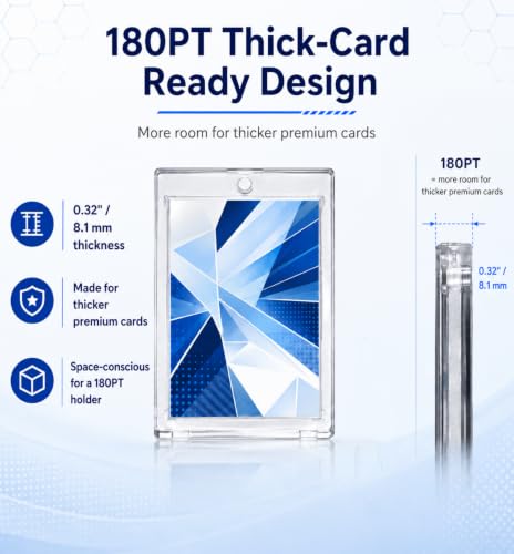 YZtree 20 Pack 180pt Magnetic Card Holders - Ultra Slim Clear Display Cases