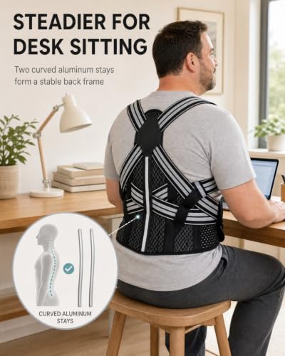 Men's Plus Size Posture Corrector 5XL - Full Back Support Brace for Home & Office Use