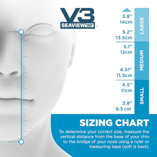 Seaview 180 V3 Full Face Snorkel Mask - Large SeaGlass Edition for Adults